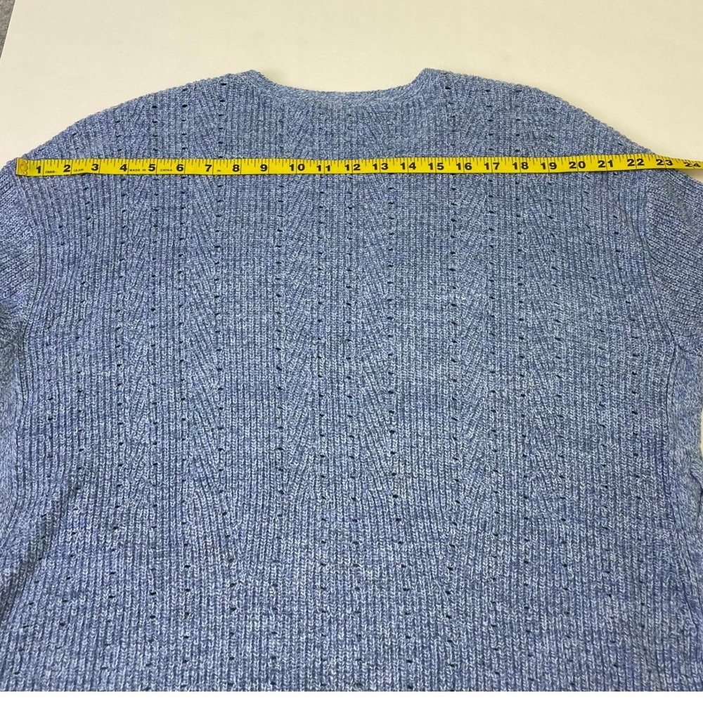 Talbots Blue Heather Pointelle Lace Up Side Pullover Sweater XL Cotton Blend - Picture 15 of 15